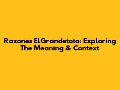 Razones ElGrandetoto: Exploring The Meaning & Context